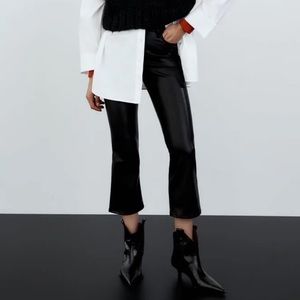 NWT! Zara Faux Leather Mini Flared Pants